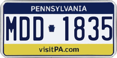 PA license plate MDD1835