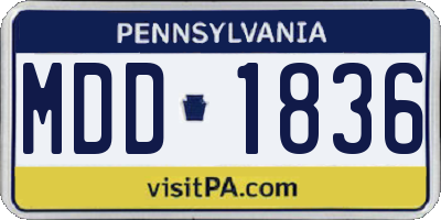 PA license plate MDD1836