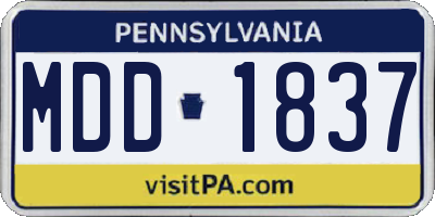 PA license plate MDD1837