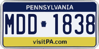 PA license plate MDD1838