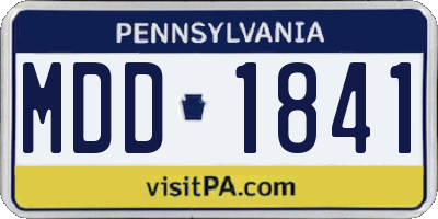 PA license plate MDD1841