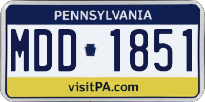 PA license plate MDD1851