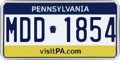 PA license plate MDD1854