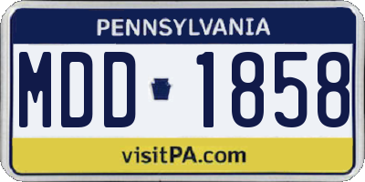 PA license plate MDD1858