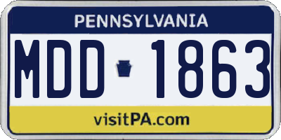 PA license plate MDD1863
