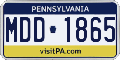 PA license plate MDD1865