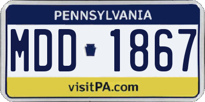 PA license plate MDD1867