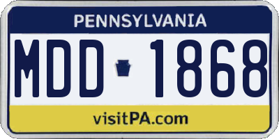 PA license plate MDD1868