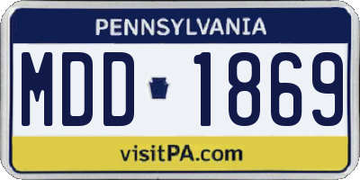 PA license plate MDD1869