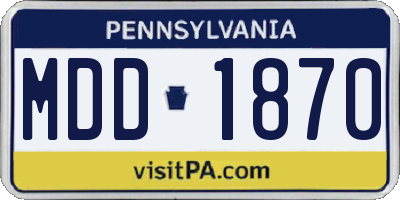 PA license plate MDD1870