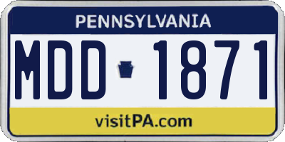 PA license plate MDD1871