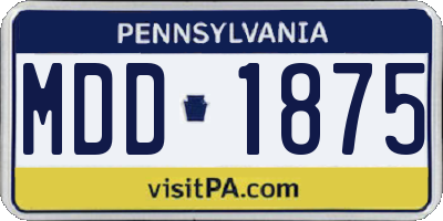 PA license plate MDD1875