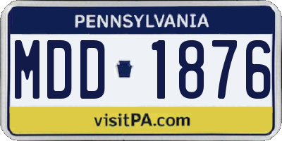 PA license plate MDD1876