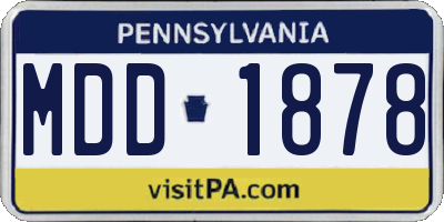 PA license plate MDD1878