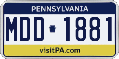 PA license plate MDD1881