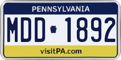 PA license plate MDD1892