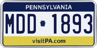 PA license plate MDD1893