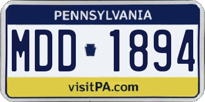 PA license plate MDD1894