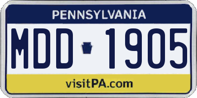 PA license plate MDD1905