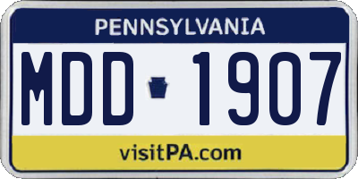 PA license plate MDD1907