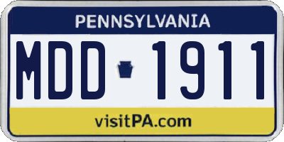 PA license plate MDD1911