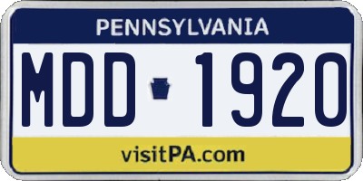 PA license plate MDD1920