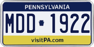 PA license plate MDD1922