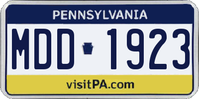 PA license plate MDD1923