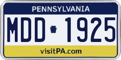 PA license plate MDD1925