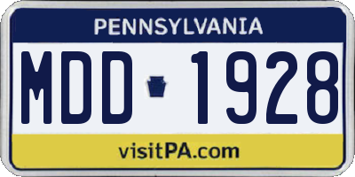 PA license plate MDD1928