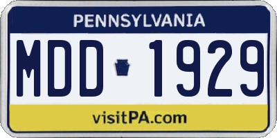 PA license plate MDD1929