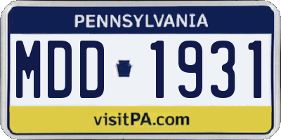 PA license plate MDD1931