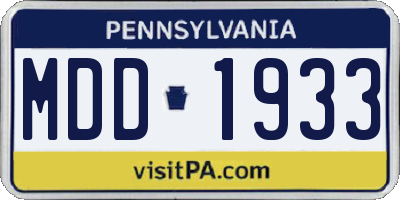 PA license plate MDD1933