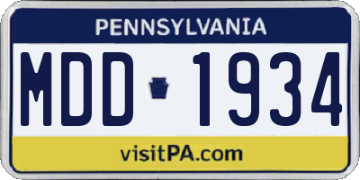 PA license plate MDD1934