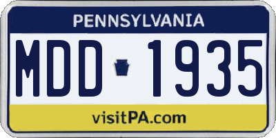 PA license plate MDD1935