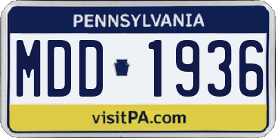 PA license plate MDD1936