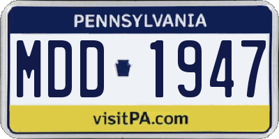 PA license plate MDD1947