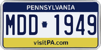 PA license plate MDD1949