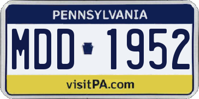 PA license plate MDD1952