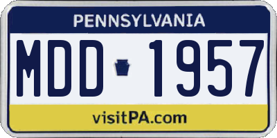 PA license plate MDD1957