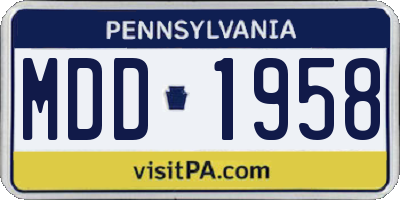 PA license plate MDD1958