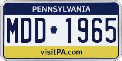 PA license plate MDD1965
