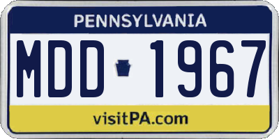 PA license plate MDD1967