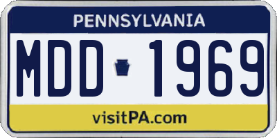 PA license plate MDD1969
