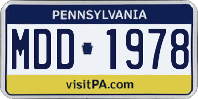 PA license plate MDD1978