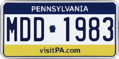 PA license plate MDD1983