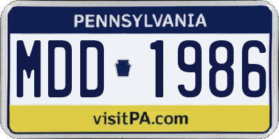 PA license plate MDD1986