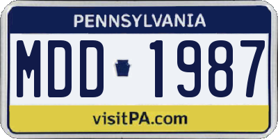 PA license plate MDD1987