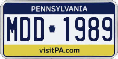 PA license plate MDD1989