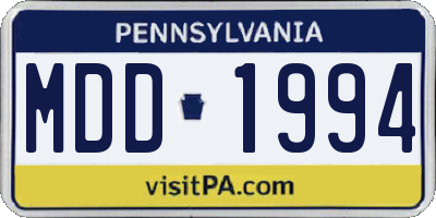 PA license plate MDD1994